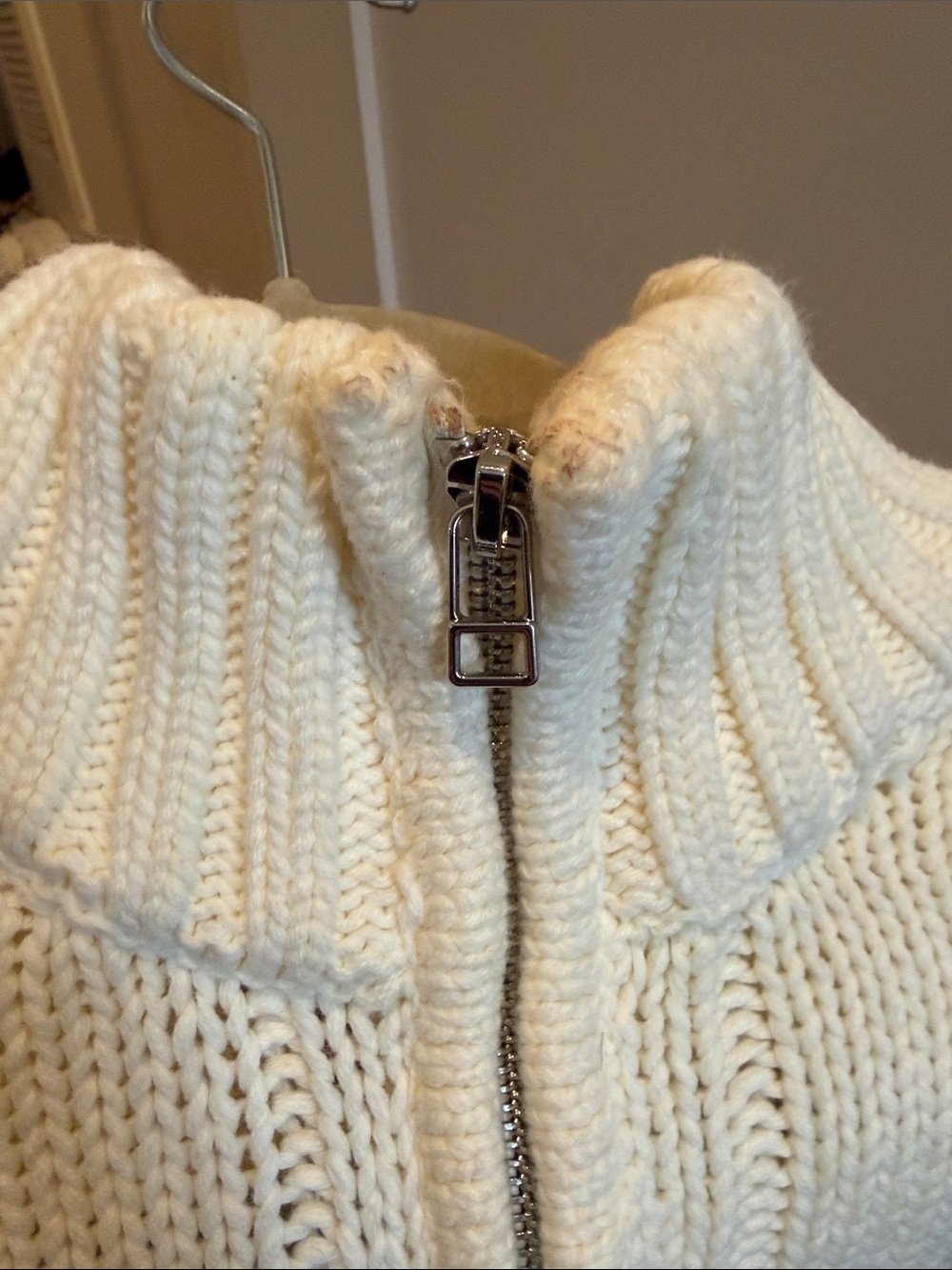 STAUD Cream Cable-Knit Half-Zip Cropped Sweater - Picture 7 of 7